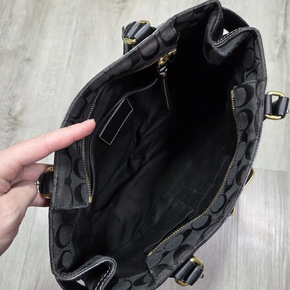 Coach Leather Hampton Tote 10508 Y2K Jacquard Monogram Tassel Bag Purse - Picture 14 of 16